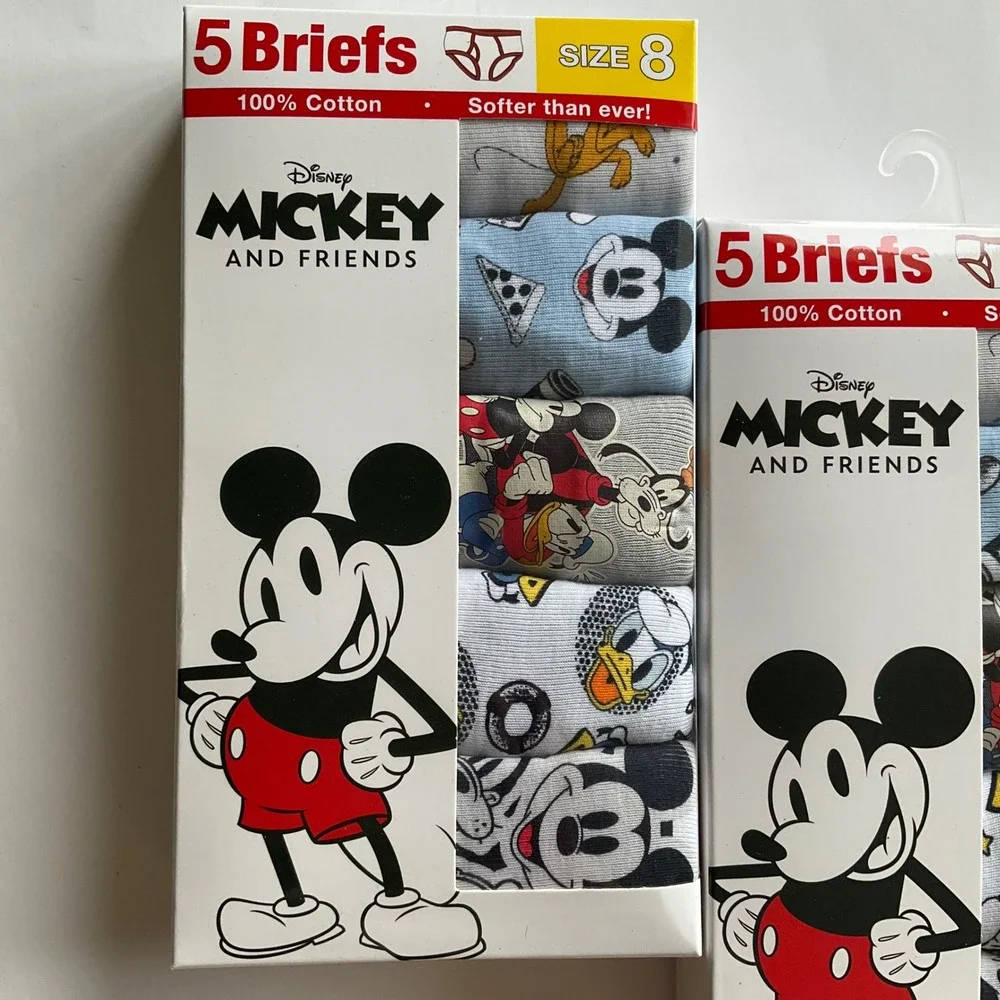 Disney Mickey & Friends Bundle of 2 New 5 Pack Briefs Sz 8 100% Cotton Underwear